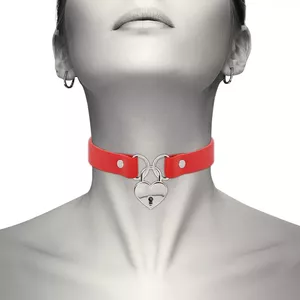 Ожерелье COQUETTE D-229296 красное сердечко из веганской кожи, регулируемая длина