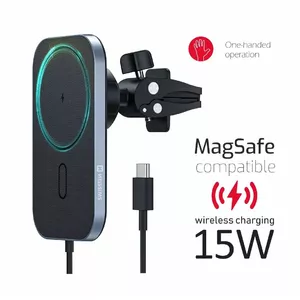 Автомобильный держатель SWISSTEN Magsafe 15W беспроводная зарядка для смартфонов — магнитный на приборную панель/воздуховод