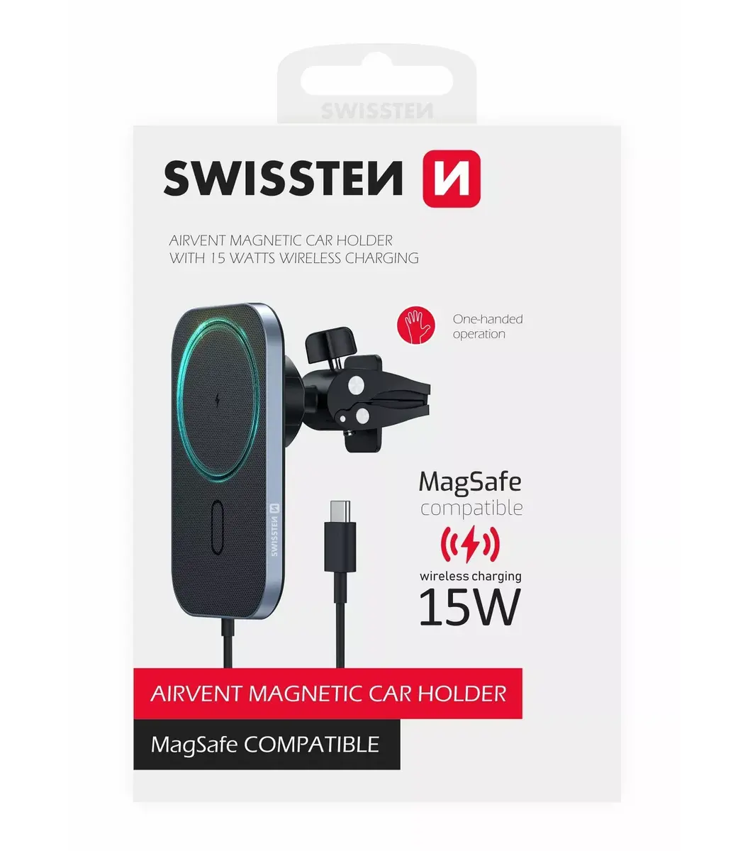 Автодержатель SWISSTEN Magsafe 15W беспроводная зарядка Photo 9