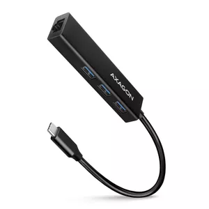 USB-C Hub Axagon HMC-GL3A 3x USB-A Gbit-LAN melns