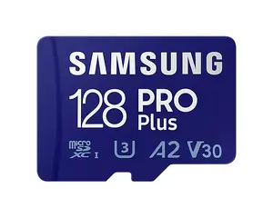 MicroSDXC memory card Samsung PRO Plus 128 GB UHS‑I U3 V30 Class 10, 160/120 MB/s, blue