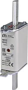 ETI NH1C gG 63A 500V Fuse Link with Combination Status Indicator