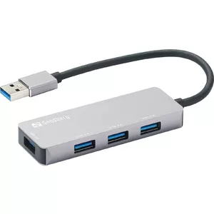 Sandberg 333-67 interfeisa centrmezgls USB 3.2 Gen 1 (3.1 Gen 1) Type-A 5000 Mbit/s Pelēks