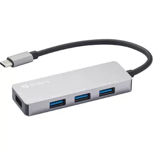 Sandberg 336-32 interfeisa centrmezgls USB 3.2 Gen 1 (3.1 Gen 1) Type-C 5000 Mbit/s Pelēks