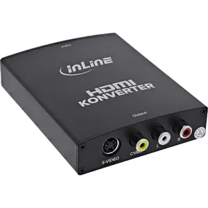 InLine HDMI uz S-Video un RCA audio pārveidotājs ar 1080p, 1080i, 720p, NTSC un PAL video režīmu atbalstu, melnā krāsā