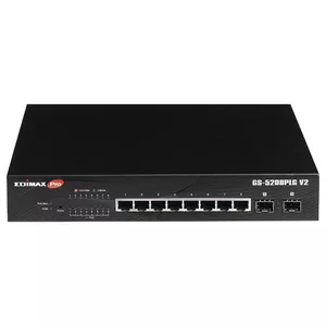 Edimax GS-5208PLG V2 tīkla pārslēgs Vadīts Gigabit Ethernet (10/100/1000) Power over Ethernet (PoE) Melns