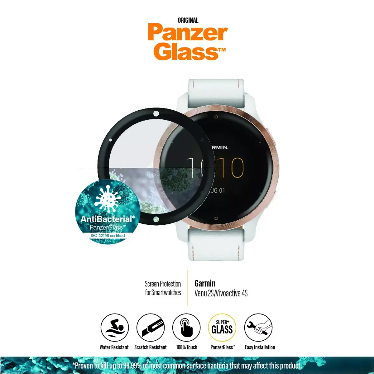 PanzerGlass защитное стекло для Garmin Venu 2S / Vivoactive 4s Photo 9