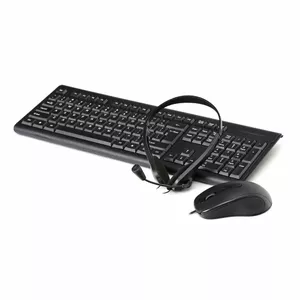 Fiesta F4IN1OS01 4in1 Wired Home Office Set - Keyboard + Mouse + Mouse Pad + Headset with Microphone Blac