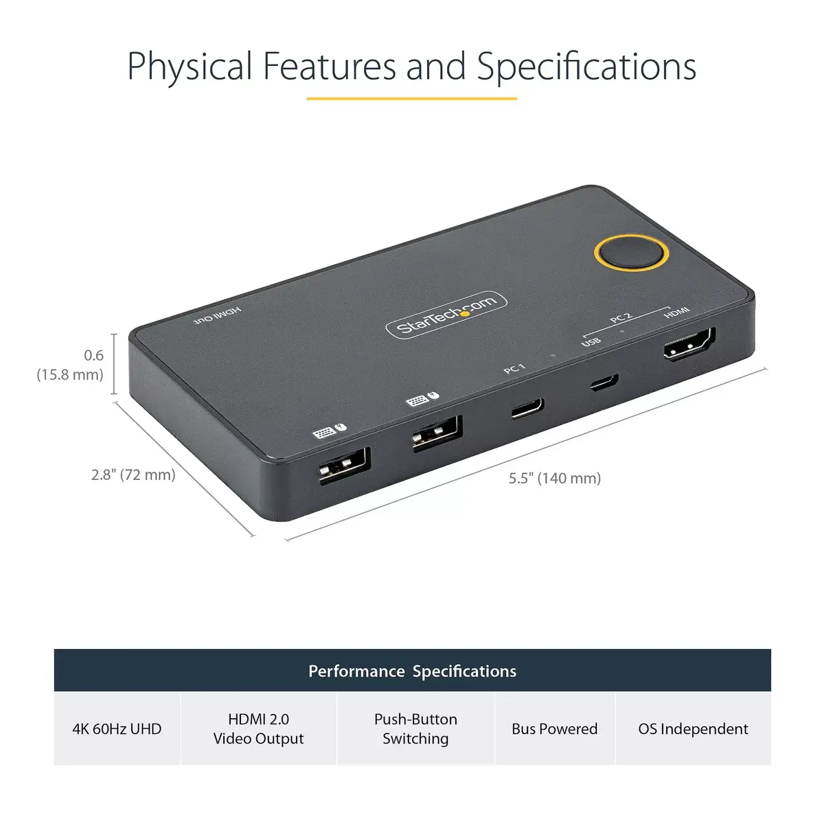 KVM switch StarTech SV221HUC4K — 2-port USB-A/USB-C, 4K 60Hz Photo 9