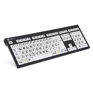 Logickeyboard XL Print keyboard USB QWERTZ German Black, White