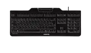 Biroja tastatūra Cherry KC 1000 SC vadu USB pilna izmēra membrānas QWERTZ vācu izkārtojums melna