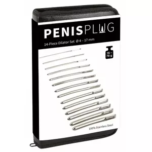 Stainless steel urethral dilator set Penisplug 05392010000 — 14-piece graduated Ø 4–17 mm, length 18.7–19.1 cm