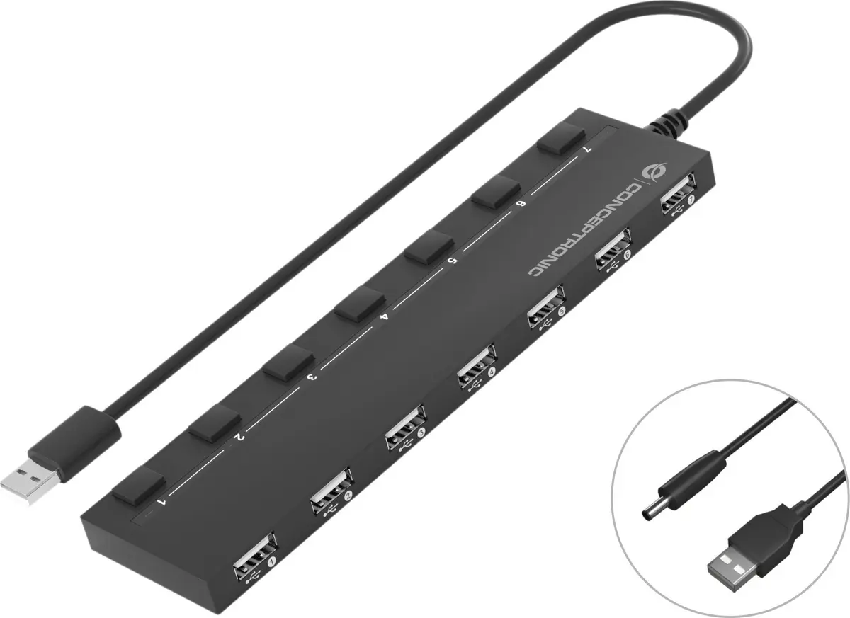 Conceptronic HUBBIES08B 7-Port USB 2.0 Hub Photo 2