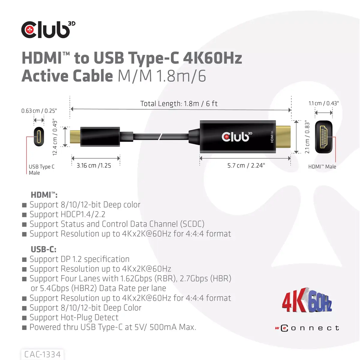 HDMI uz USB Type-C kabelis CLUB3D CAC-1334 Photo 4