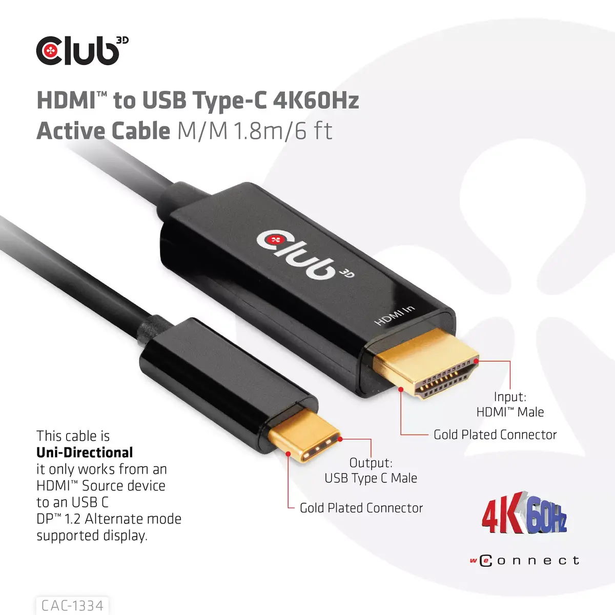 HDMI uz USB Type-C kabelis CLUB3D CAC-1334 Photo 6