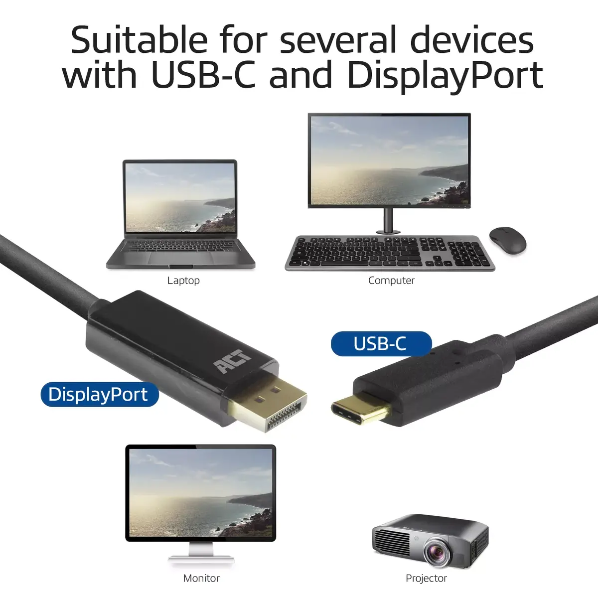 USB-C uz DisplayPort kabelis ACT AC7325 Photo 5