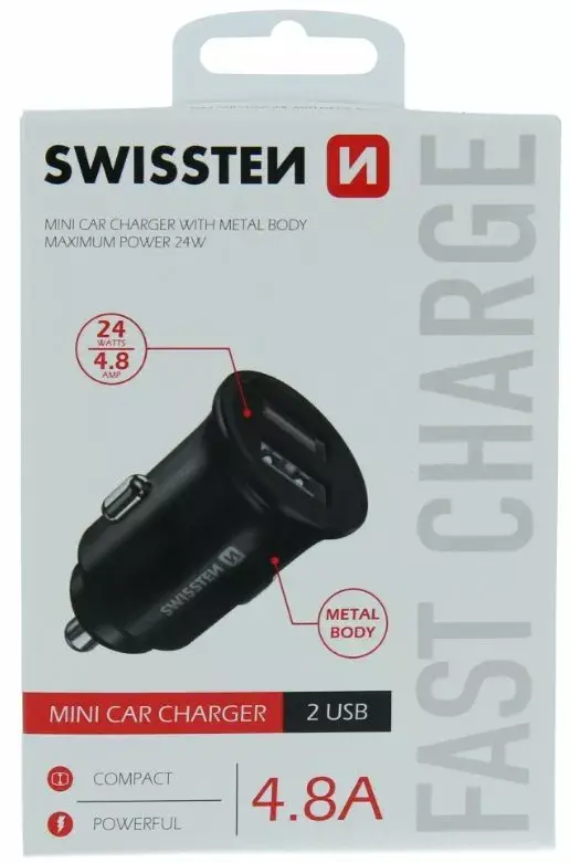 Auto lādētājs SWISSTEN 20115000 2×USB 4.8A Photo 4