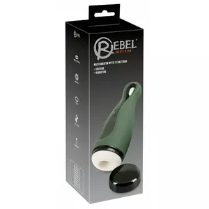 Masturbator Rebel Silicone Black — suction and vibration, 6 vibration + 3 suction modes, rechargeable, length 25.8 cm, insertion depth 14 cm
