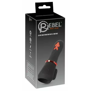 Glans masturbator Rebel Silicone Black with 2 motors, 10 modes, rechargeable, waterproof, Ø 4.1 cm, length 16.9 cm