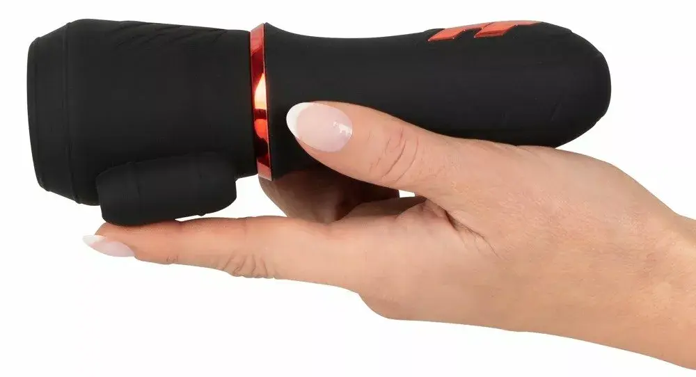 Glansa masturbators Rebel Silicone Black — 2 motori, 10 režīmi Photo 7