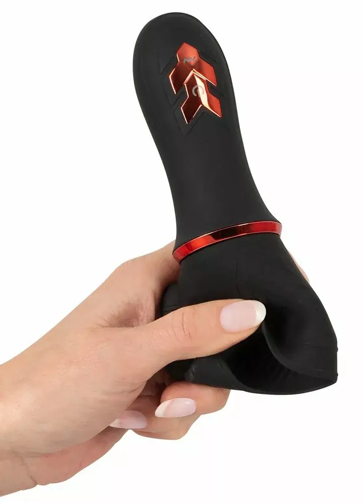 Glansa masturbators Rebel Silicone Black — 2 motori, 10 režīmi Photo 8