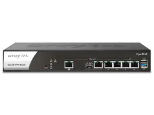 DrayTek Vigor2962 wired router with 2.5 Gigabit Ethernet, IEEE 802.1Q networking standards, 4 Ethernet LAN ports, and SIPS security in black