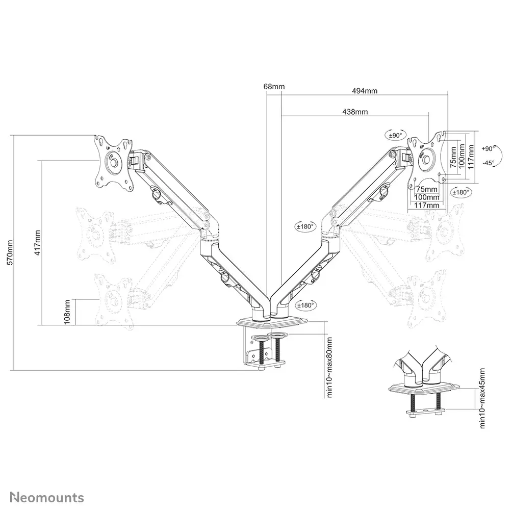 Настольный мониторный кронштейн Neomounts FPMA-D650DBLACK Photo 19