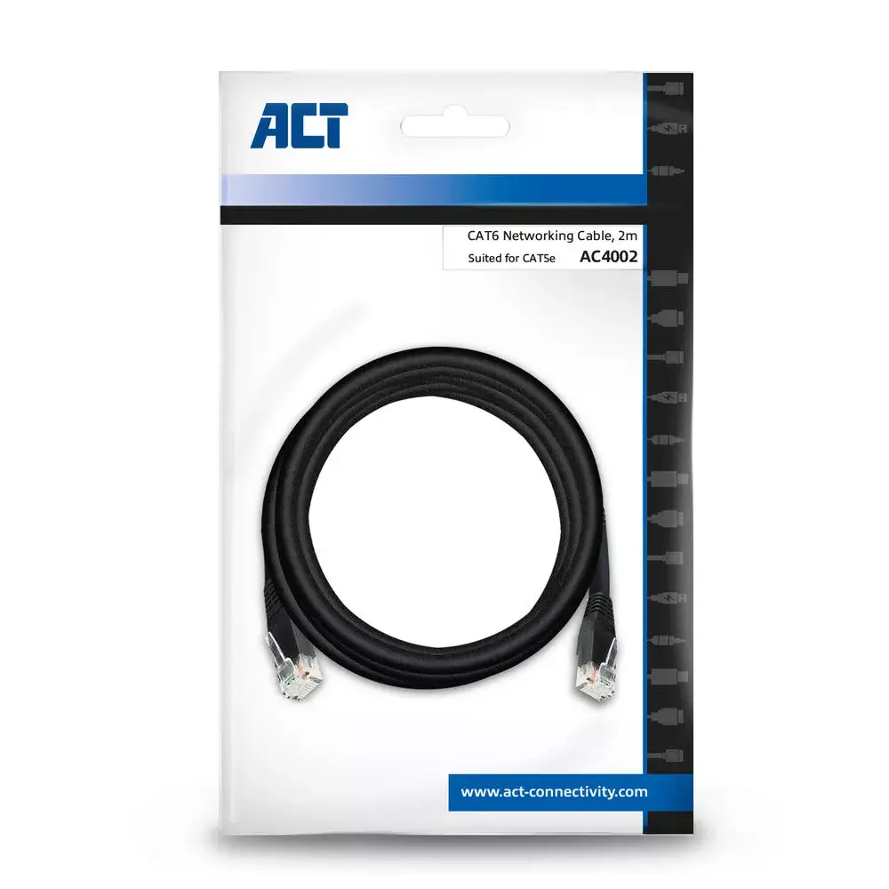Patch Cable ACT Black 2.0 meter U/UTP CAT6 Photo 4