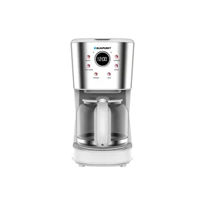 Drip coffee maker BLAUPUNKT CMD802WH, 1.5 L water tank, 14 cups, 900 W, countertop, display, buttons, silver