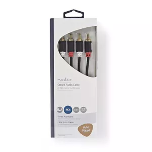 Audio Cable Nedis CABW24200AT20 2m 2x RCA Male Gold Plated