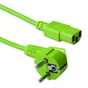 Power cord CEE 7/7 male angled - C13 green 5 m ACT AK5405