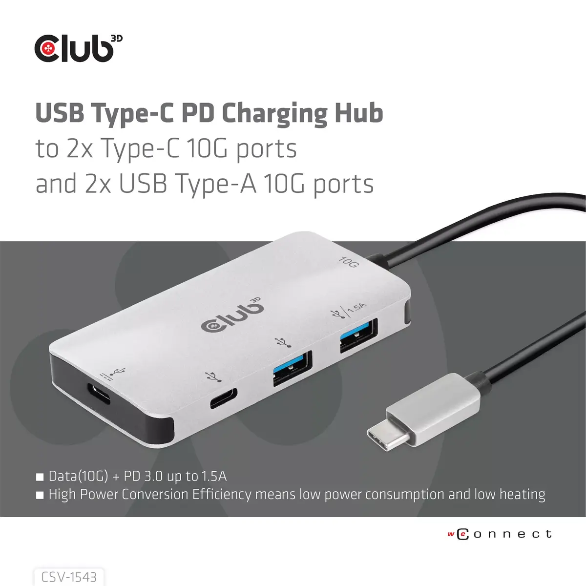 USB Хаб CLUB3D USB Gen2 Type-C PD Charging Hub Photo 3