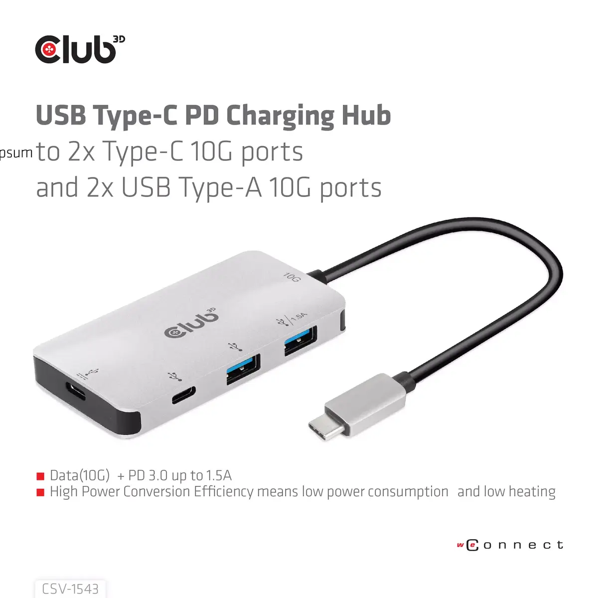 USB Хаб CLUB3D USB Gen2 Type-C PD Charging Hub Photo 4
