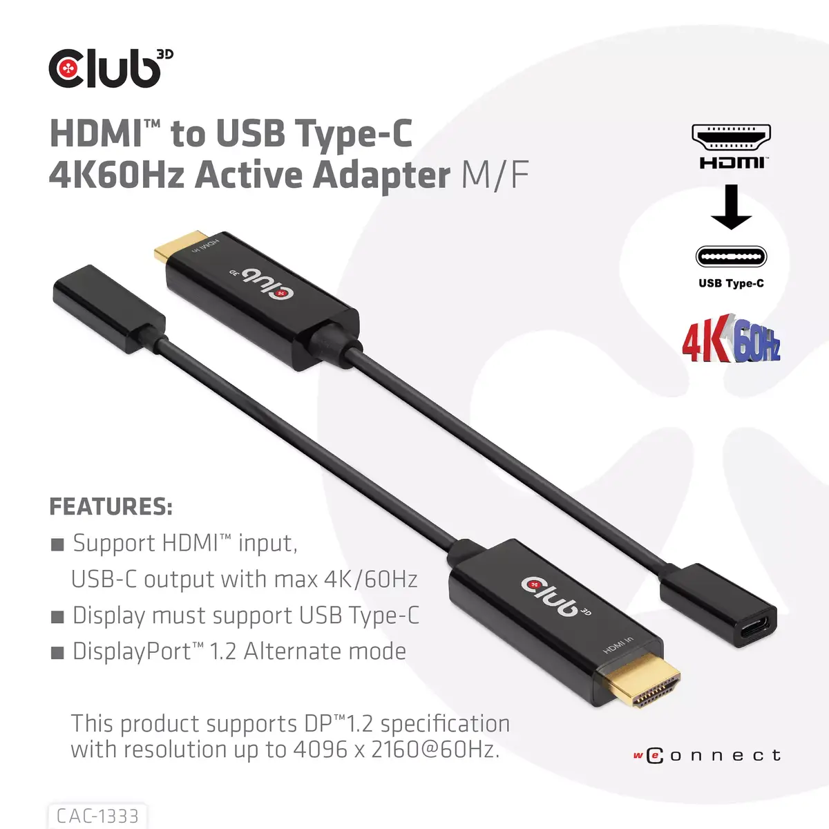 HDMI uz USB Type-C adapters CLUB3D CAC-1333 Photo 3