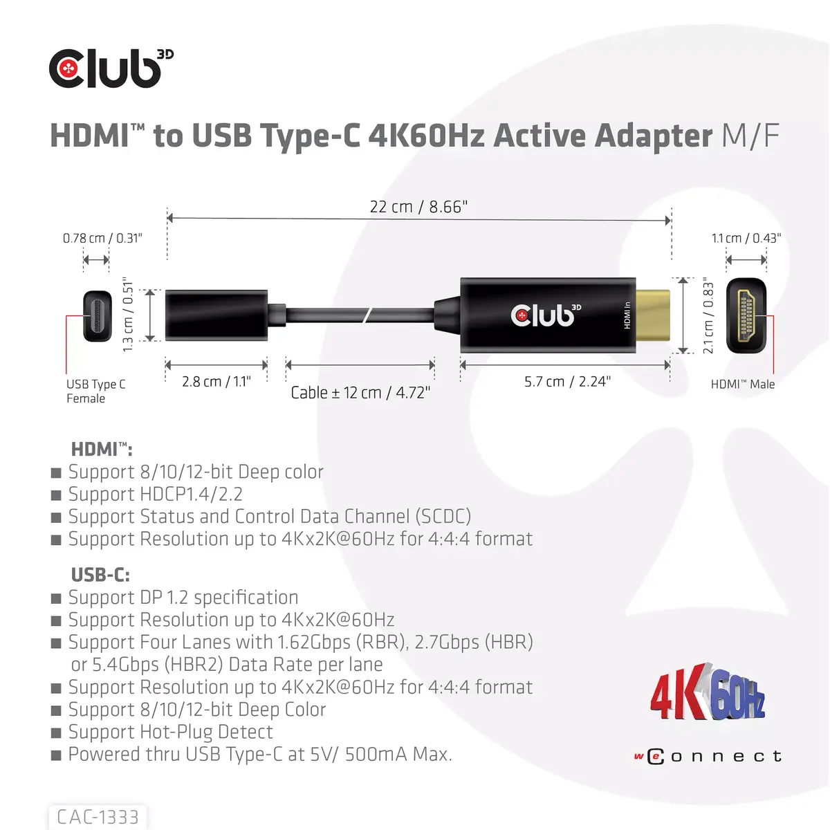 HDMI uz USB Type-C adapters CLUB3D CAC-1333 Photo 4