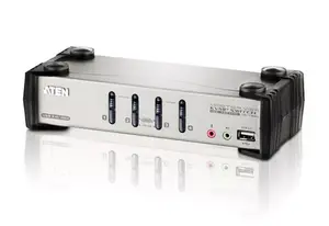 KVM switch ATEN CS-1734B — 4-port USB/PS/2 VGA KVM with audio and USB 2.0 hub, 2048×1536 QXGA