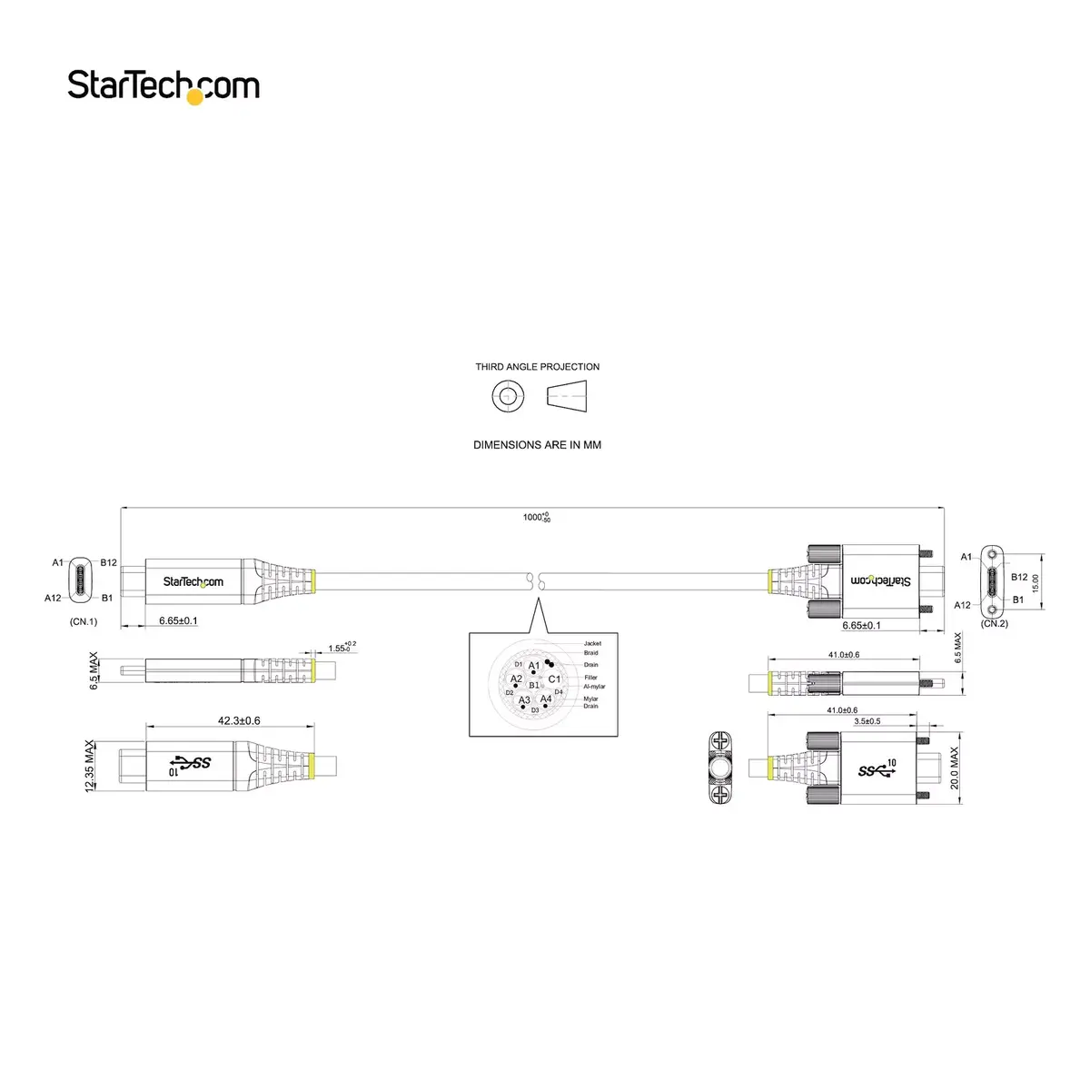 USB C Kabeļi StarTech.com USB31CCSLKV1M Photo 13