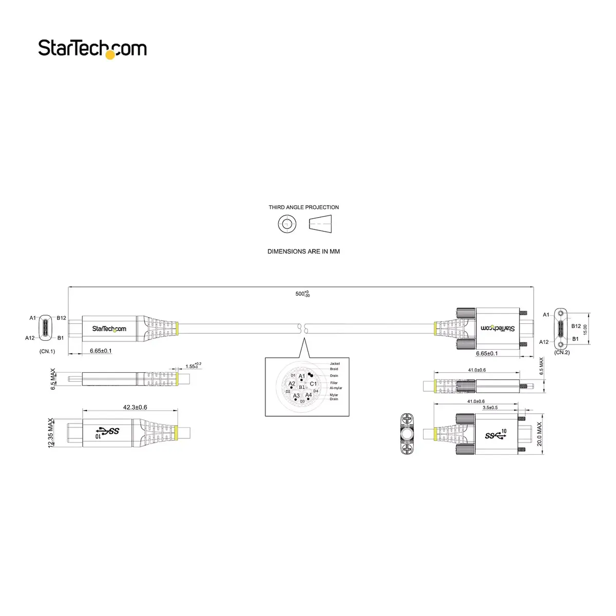 USB C Kabelis StarTech.com 20" Sānu Skrūve Photo 13