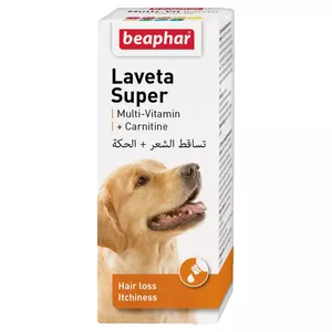 Šķidra kažoka kopšana suņiem Beaphar Laveta Super Dog — šķidrums matu kopšanai, olbaltumvielas 0.94%, tauki 14%, pelni 1.3%, kastītē