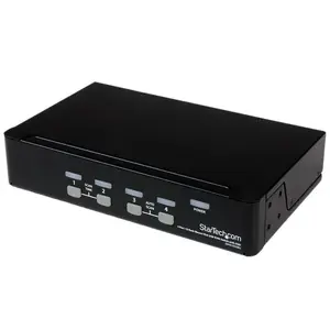 StarTech.com 4 Port 1U Rackmount USB KVM Switch with OSD VGA Maximum Resolution 1920 x 1440 Black Steel
