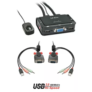 Lindy 2 Port VGA, USB 2.0 & Audio Cable KVM Switch