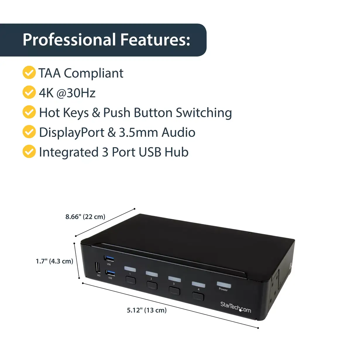 KVM переключатель StarTech.com 4-Port DisplayPort USB 3.0 4K 30Hz Photo 5