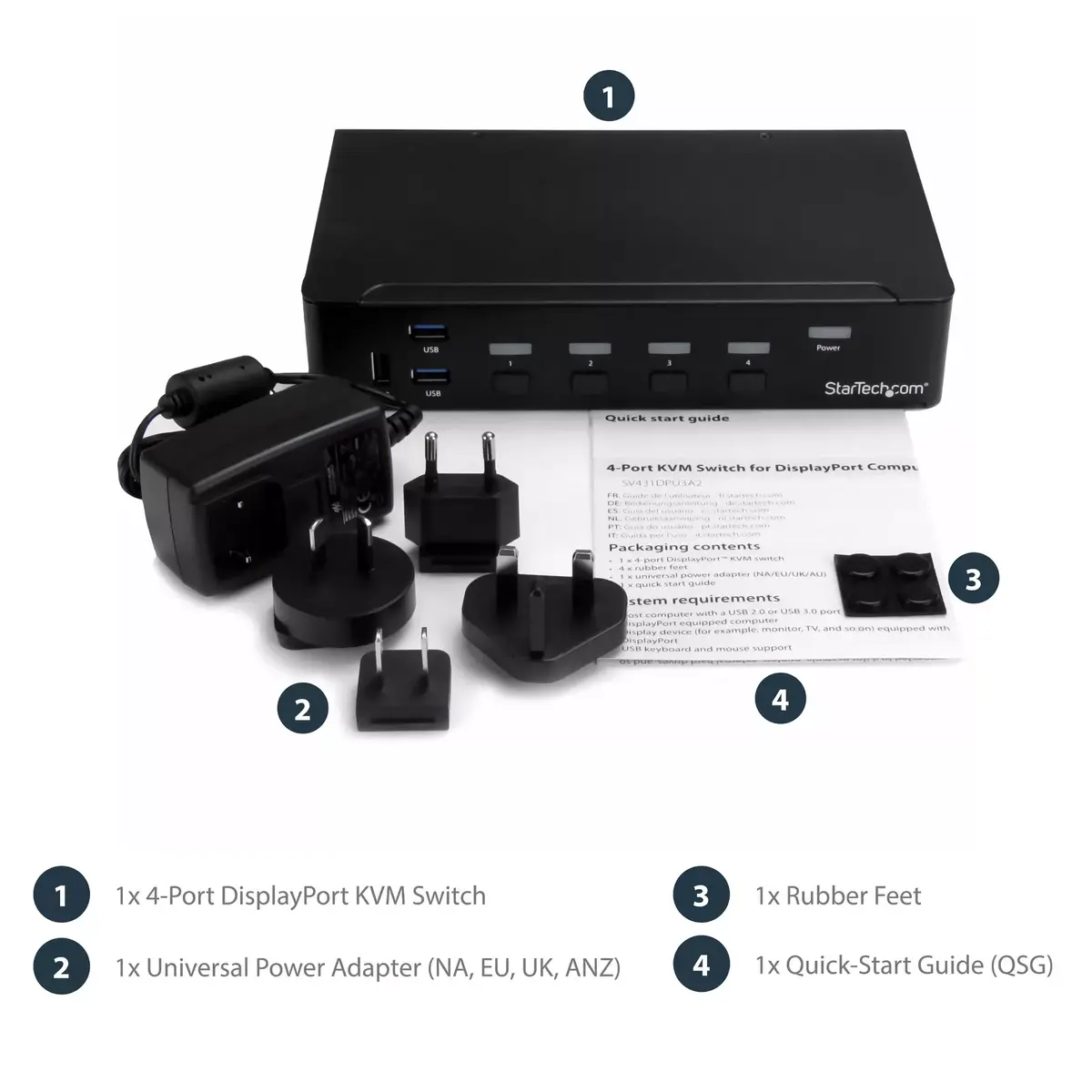 KVM переключатель StarTech.com 4-Port DisplayPort USB 3.0 4K 30Hz Photo 9