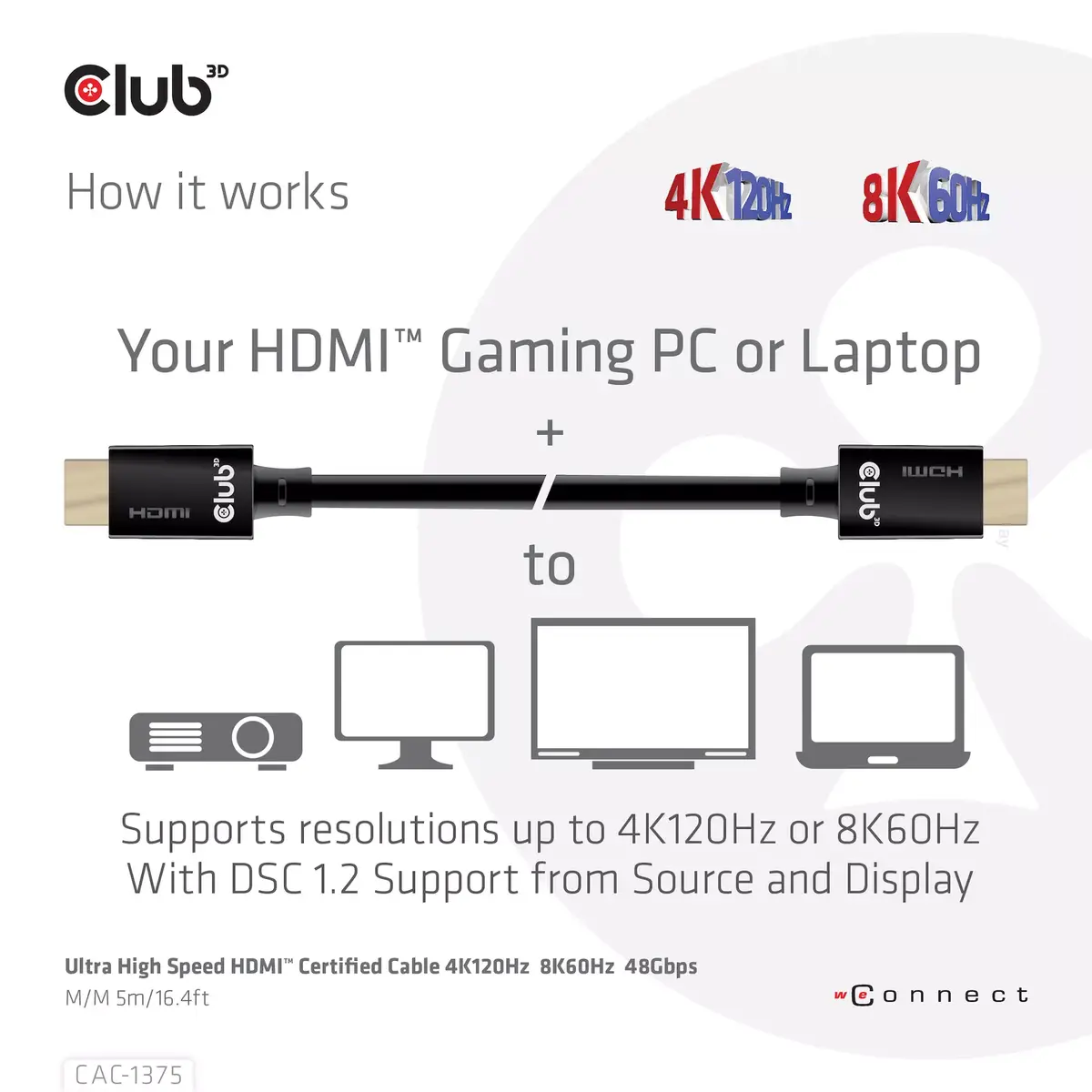 HDMI kabelis CLUB3D Ultra High Speed 4K120Hz 8K60Hz Photo 7