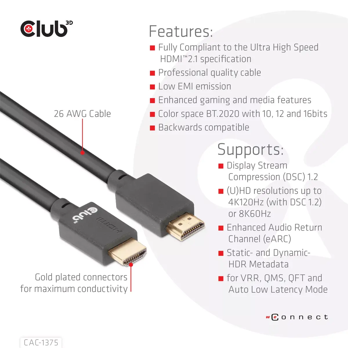 HDMI kabelis CLUB3D Ultra High Speed 4K120Hz 8K60Hz Photo 8