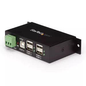 Промышленный 4‑портовый USB 2.0 хаб StarTech ST4200USBM — металлический корпус, USB‑B хост, 480 Мбит/с, 7–24 В, крепление на DIN‑рейку/стену/стол