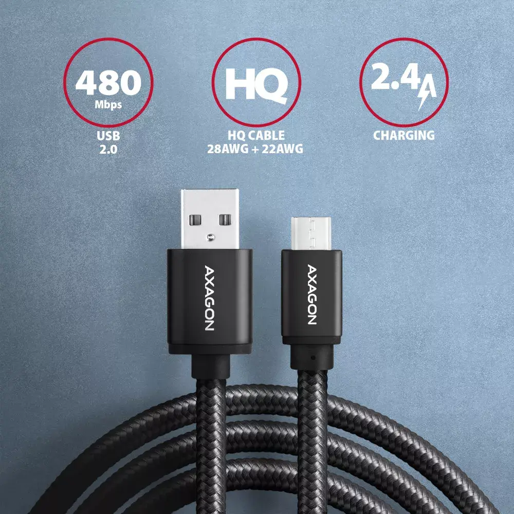 USB кабель Axagon BUMM-AM20AB Photo 2
