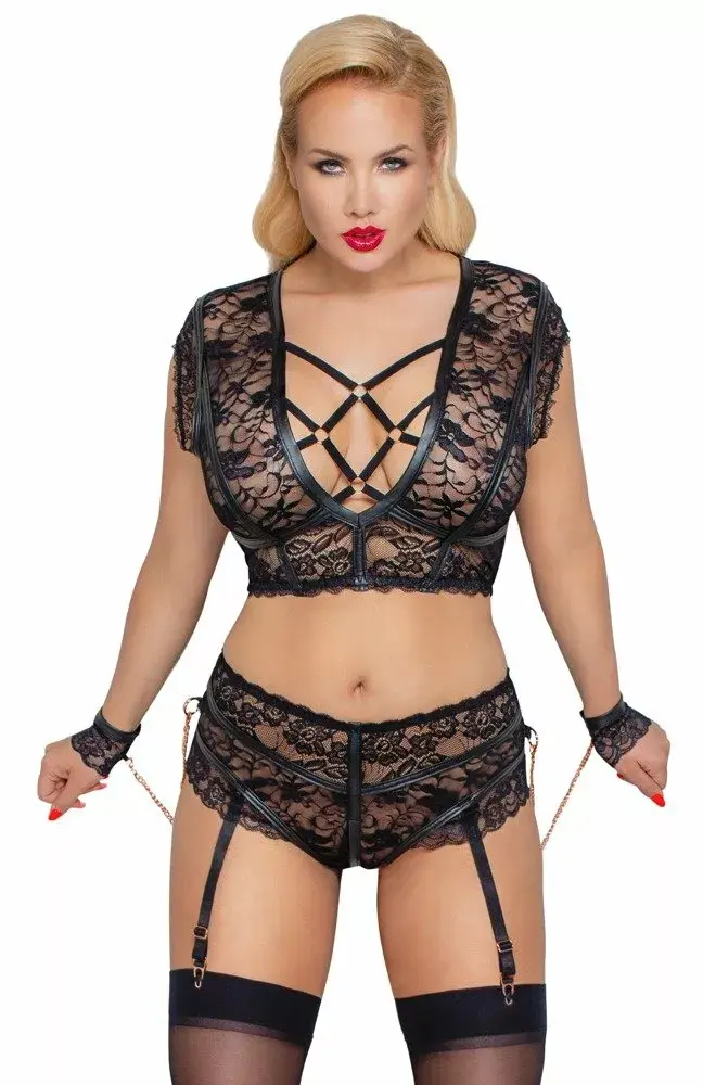 Cottelli Collection Bondage komplekts — krūšturis un atvērtas biksītes 4XL Photo 2