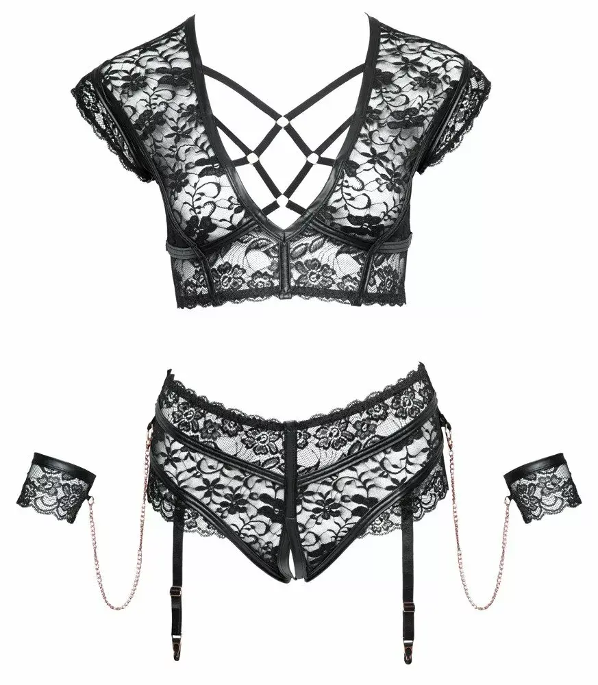 Cottelli Collection Bondage komplekts — krūšturis un atvērtas biksītes 4XL Photo 4