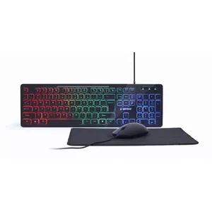 Wired full-size keyboard with mouse Gembird KBS-UML-01 — USB, QWERTY US, 104 keys, black